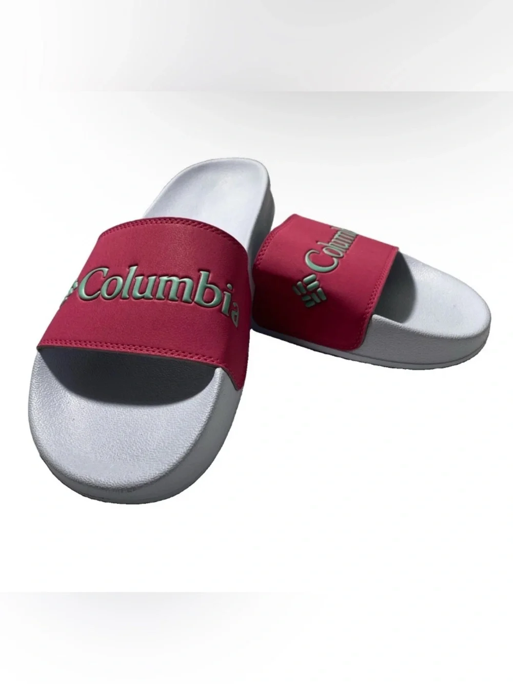 GOOD Womens Size 10 Columbia Pink/white Slide Sandals